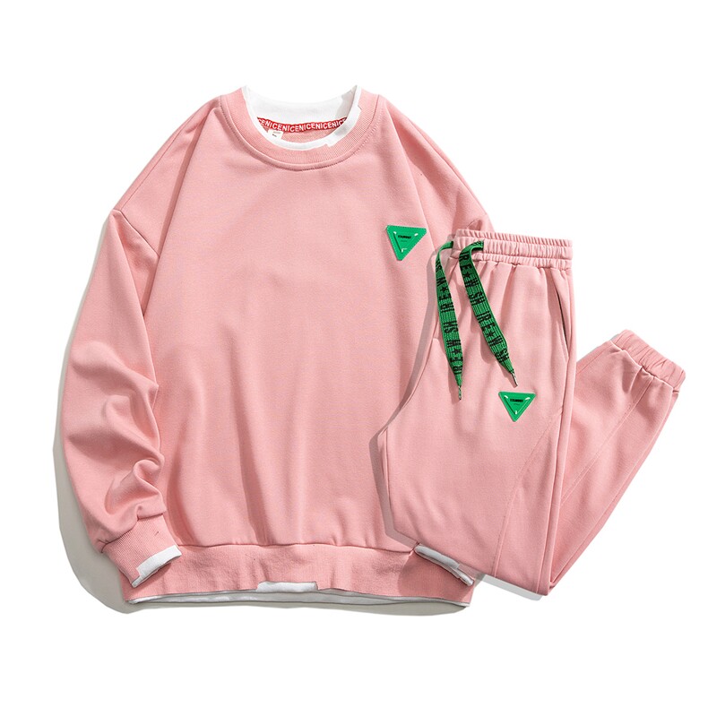 1秋季新款休闲圆领假两件情侣青春套头卫衣套装7144P98控128，男装休闲套装，星座226-2