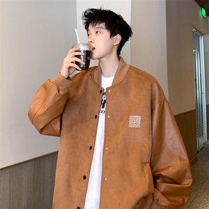 直播！2023新款男士加厚鹿皮绒拼皮夹克棒球服外套JK191P85控138图片