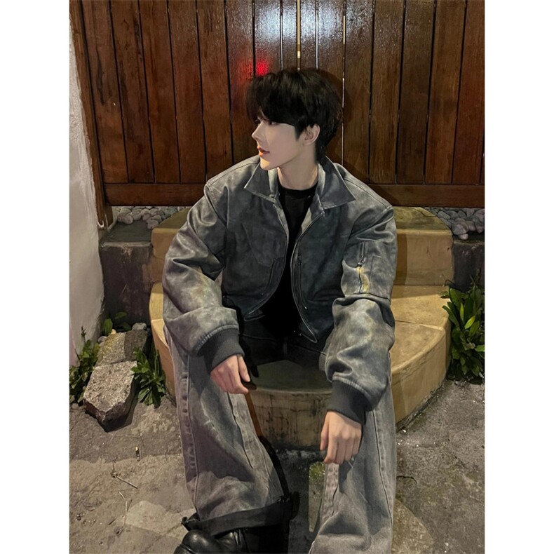 【有货】短款机车皮衣外套男春秋高级感美式pu皮夹克2579CC-特P76图片
