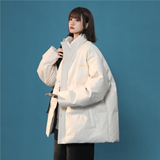 XZ-230-1MY05中性风宽松简约重磅PU皮刺绣休闲立领棉服P128控158，男装棉衣，星座230-1