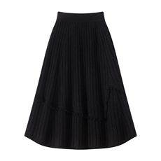 2025秋冬新款山羊绒流苏半身裙A型长裙纯色加厚裙子，女装半身裙，珍丝贝尔