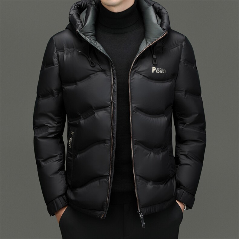 冬雪中白鸭绒连帽轻薄御寒高端潮服羽绒服防寒短款休闲时尚外套,男装羽绒服,钱塘6003（原4033）