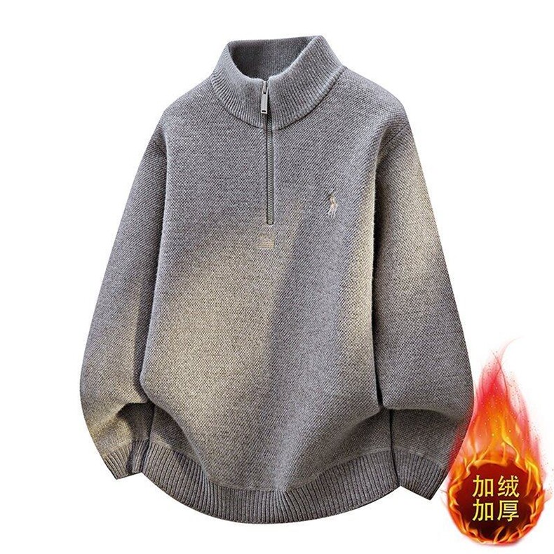 W25267-P60冬半高拉链领针织衫男潮牌加绒加厚卫衣外套时尚打底衫,男装T恤,电商D310B