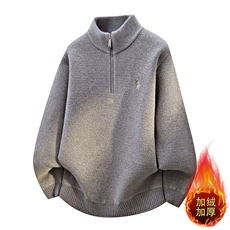 W25267-P60冬半高拉链领针织衫男潮牌加绒加厚卫衣外套时尚打底衫，男装T恤，电商D310B