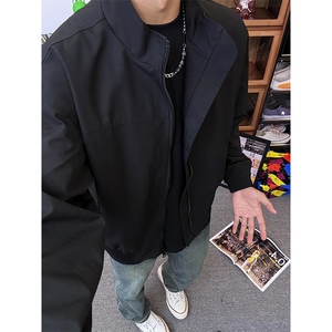 佑麟cleanfit飞行员夹克男春秋浅灰色短款正肩外套美式高街棒球服图片