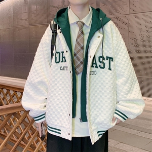 假两件连帽棒球服男潮牌潮流休闲宽松bf风百搭外套JK0272-P95图片