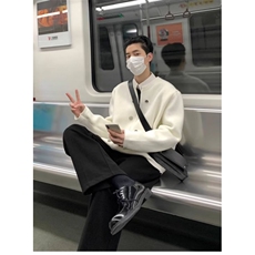 小众设计感宽松针织开衫纽扣装饰纯色圆领毛衣外套男女M3301，男装针织衫/毛衣，星座1116A（原606A-3）