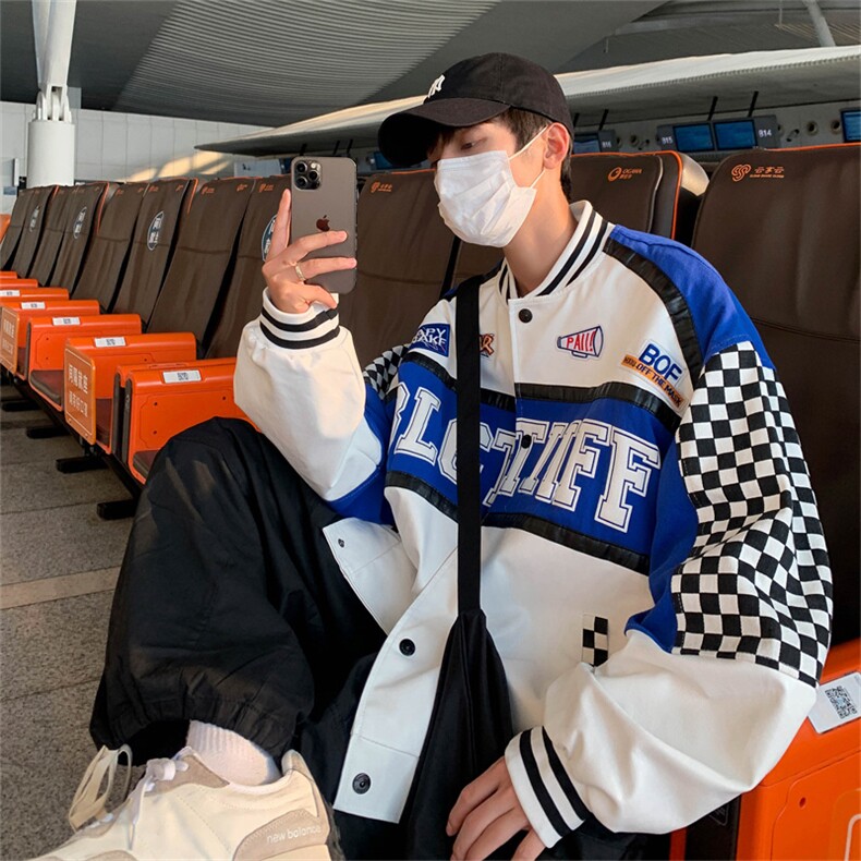 美式复古赛车机车服夹克男春秋薄款设计感炸街机车外套 W5551-P62图片