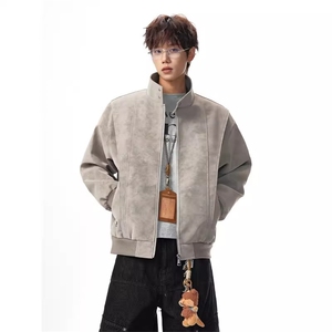 有货。扎染PU皮宽松机车皮衣春秋棒球服夹克外套W6962-P70图片