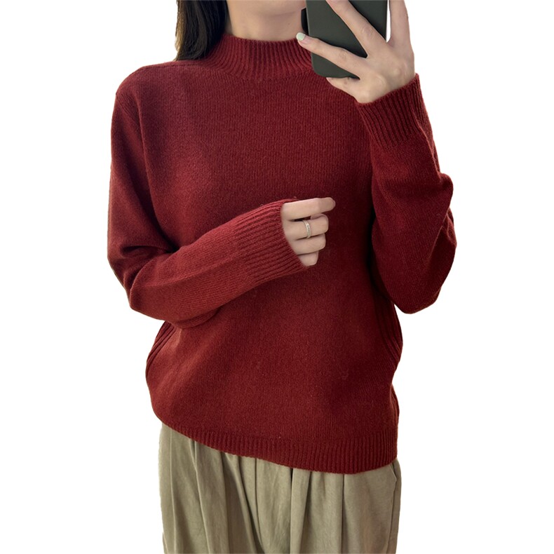 女士秋冬纯色圆领长袖,女装羊毛衫,朝思羊绒