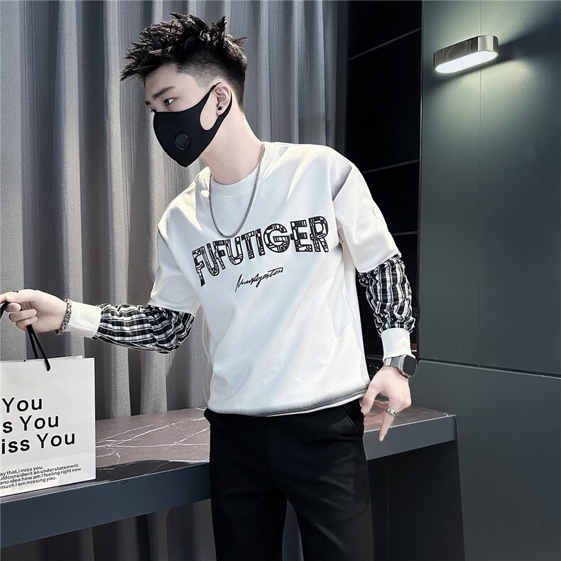 设计感格子拼接卫衣男社会小伙店主风301C-WY70-P58控88,男装卫衣,星座301C（原B323）