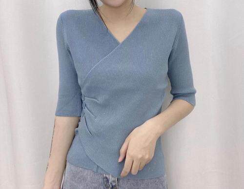 褶皱设计V领外穿、内搭二用衫，其它，魅力元素