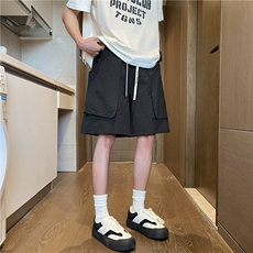 夏季新款工装大口袋设计感宽松泡泡格短裤B315-K25551-特p25控48，男装牛仔裤，电商B315