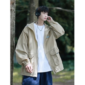 港风工装大口袋防晒衣男四角星金属点缀防晒服男FS77009P50控78图片
