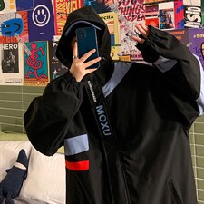 加肥加大码港风连帽夹克外套男2021秋季新款休闲户外冲锋衣控价88，男装夹克，钱塘717(原712)