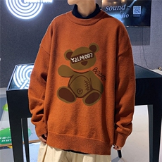 1港风新款宽松休闲中性情侣潮流印花毛衣男外套7788P48加绒P55，男装针织衫/毛衣，星座226-2