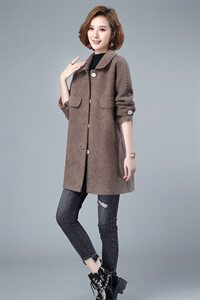 呢子大衣女中长款2021新款秋冬休闲高端羊毛流行毛呢外套高贵图片