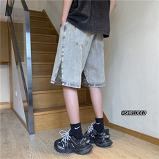 ins高街宽松直筒牛仔裤潮流迷彩拼接短裤B315-K23257-p45控58，男装牛仔裤，电商B315