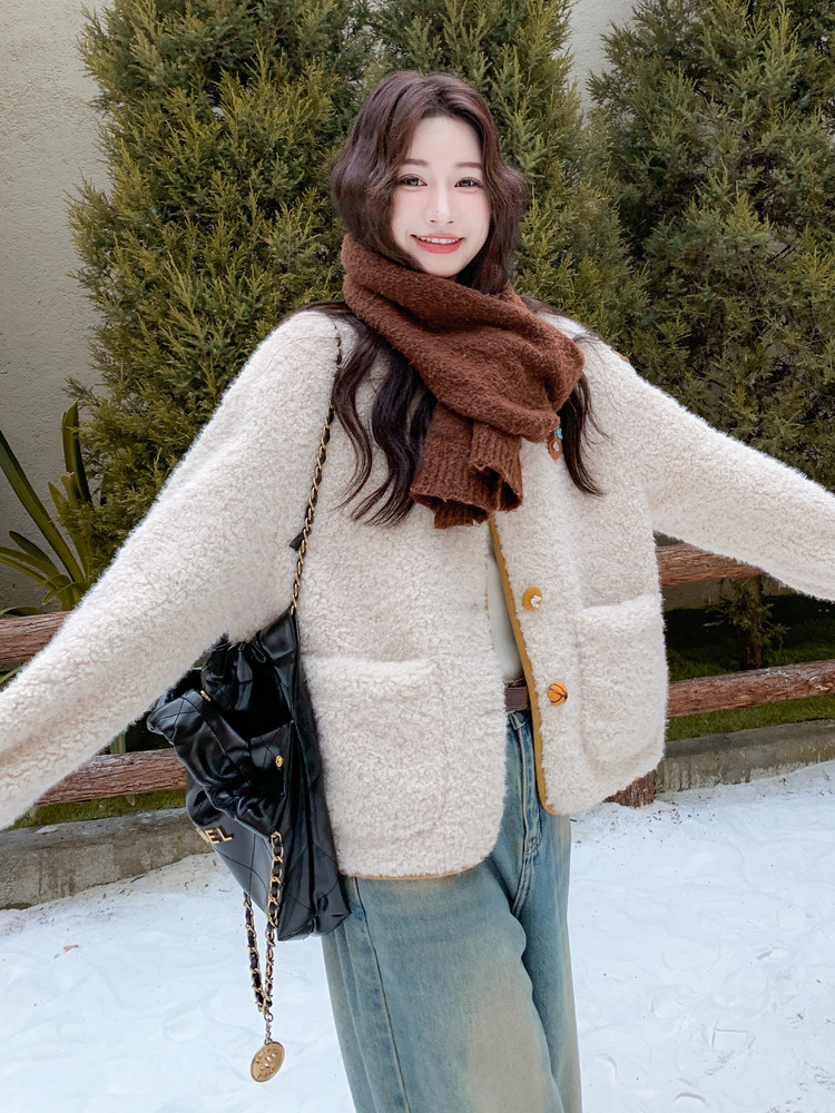 新款现货皮毛一体外套2C087-9280-P189K269,女装短外套,2C087