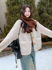 新款现货皮毛一体外套2C087-9280-P189K269，女装短外套，2C087