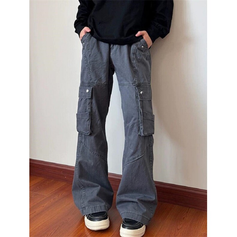 【008】工装休闲裤男阔腿裤高街多口袋微喇裤A079-6935-P61,男装工装外套,电商A079