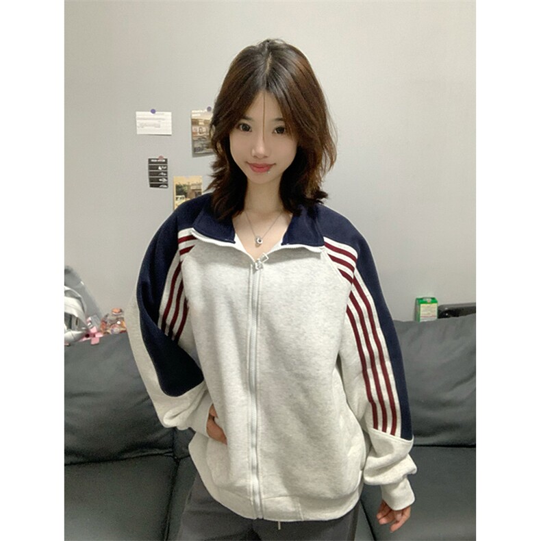 抖音得物高品质美式高街重磅结构织带拼接撞色立领卫衣外套CM41,男装卫衣,电商A486