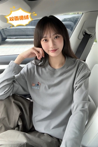 腊肠狗刺绣高街宽松打底衫双面德绒长袖T恤男T24500-特P20控38图片