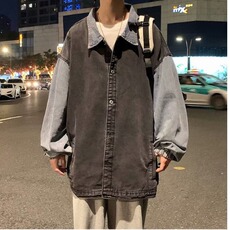 撞色拼接牛仔外套男春秋季韩版潮流宽松上衣港风日系复古休闲夹克，男装工装外套，星座1210-1