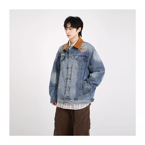 1506-1/J26051高品质/P83情侣款牛仔夹克男灯芯绒色翻领宽松外套图片