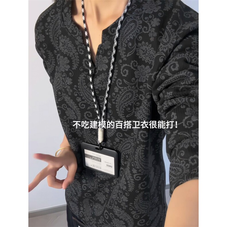 XZ809A/CX606/特P24/控48 印花美式V领长袖打底衫卫衣图片