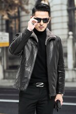 F21097海宁2023冬季新款男式皮衣男头层油蜡牛皮羽绒皮衣P960