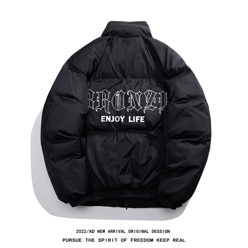 白鸭绒白底冬季新款字母印花百搭立领羽绒服YR219P195控258,男装羽绒服,电商A247-1