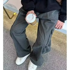 2025新款宽松休闲裤男韩版潮流百搭裤子夏季薄款坠感阔腿拖地长裤，男装休闲裤，四季星座505