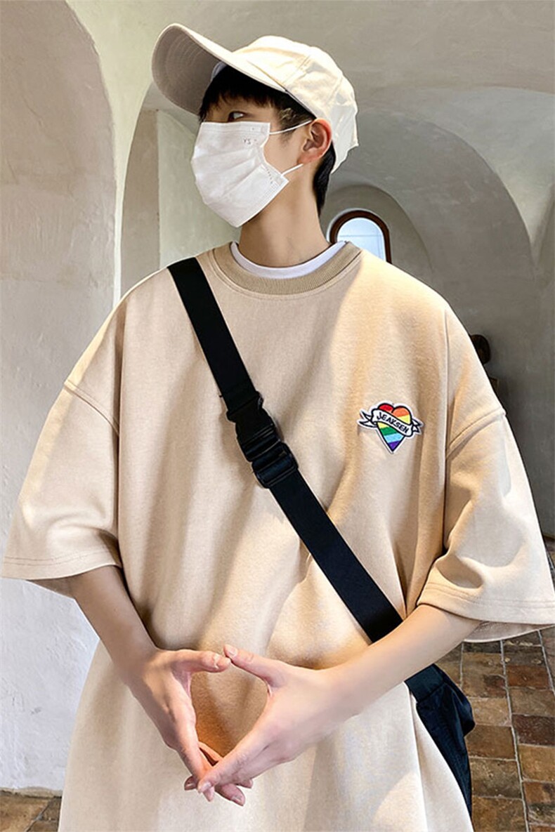 潮牌百搭宽松半袖青少年大码圆领体恤-JK23216-P25控38,男装T恤,星座605(原A050)