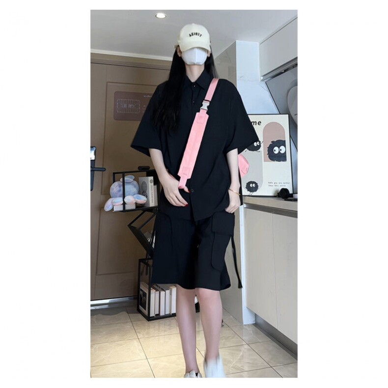 现货批价50YK86005冰丝衬衫短袖短裤夏装休闲运动套装男,男装牛仔裤,电商A086-1