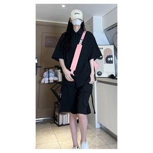 现货 批价50 YK86005 冰丝衬衫短袖短裤夏装休闲运动套装男图片