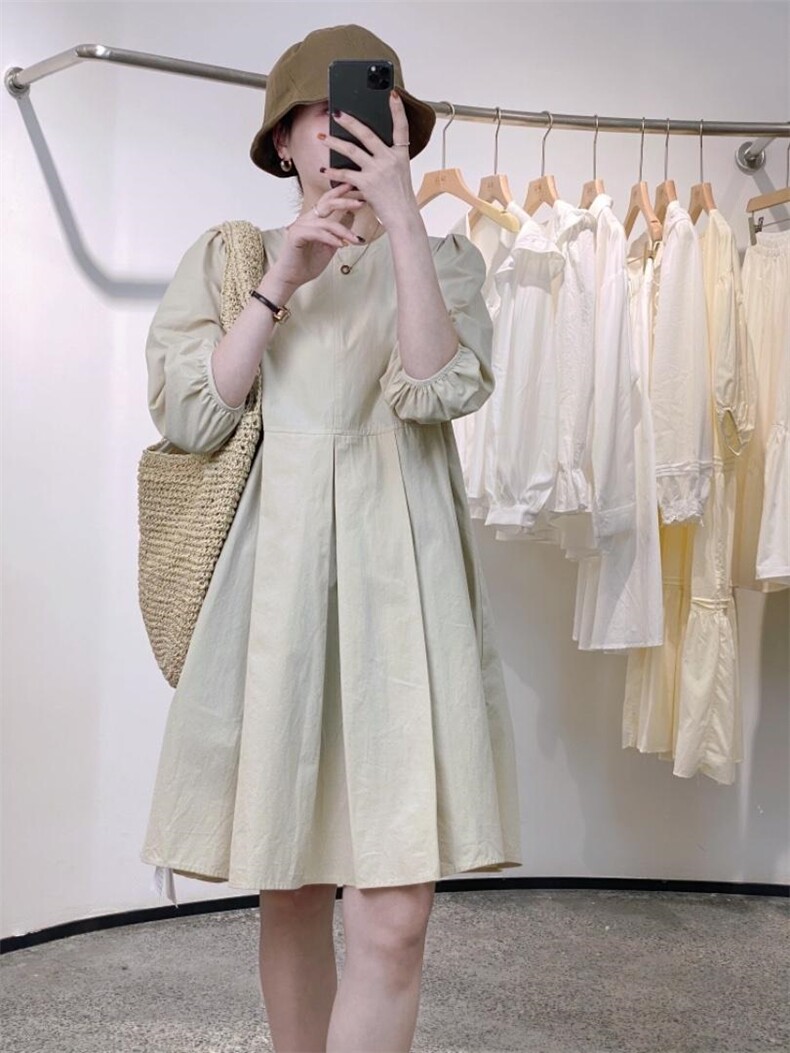 百褶连衣裙，女装连衣裙，驿谷