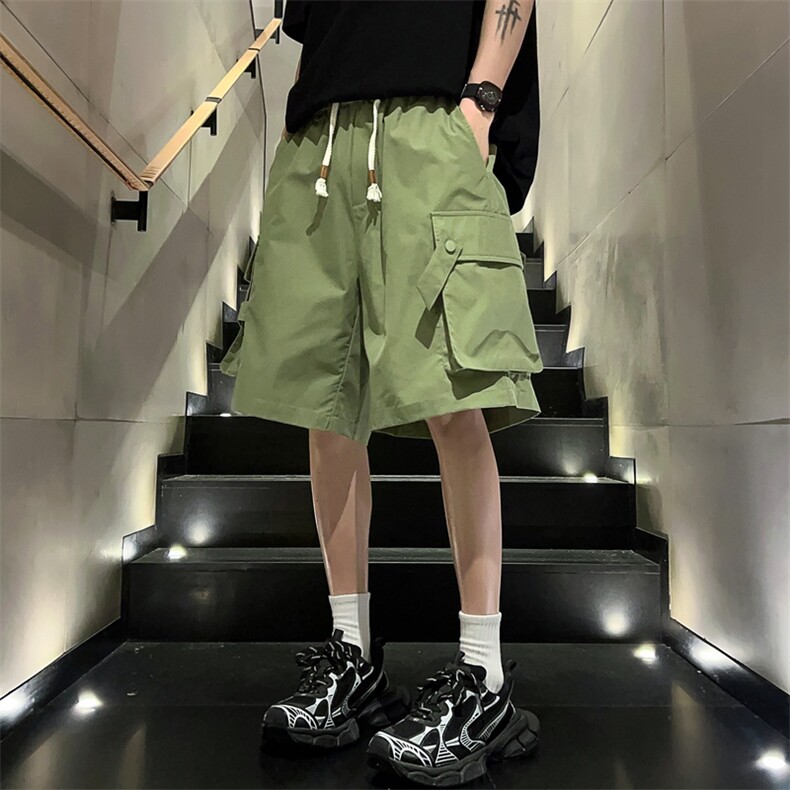 2024夏季冰丝工装短裤男士夏季薄款宽松休闲山系多口袋潮流五分裤,男装牛仔裤,电商A409-1