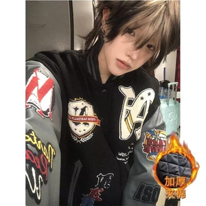 美式印花刺绣棒球服卫衣男女春秋季运动宽松球衣长袖上衣 JWT76图片