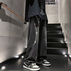 2024早春刺绣重工艺水洗宽松直筒牛仔裤313A-1-NZ026-P65控78，男装牛仔裤，星座808A-1