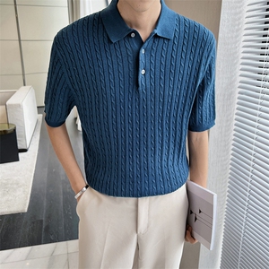 夏轻熟店主ins半截袖针织T恤Polo衫翻领上衣M36/P58图片