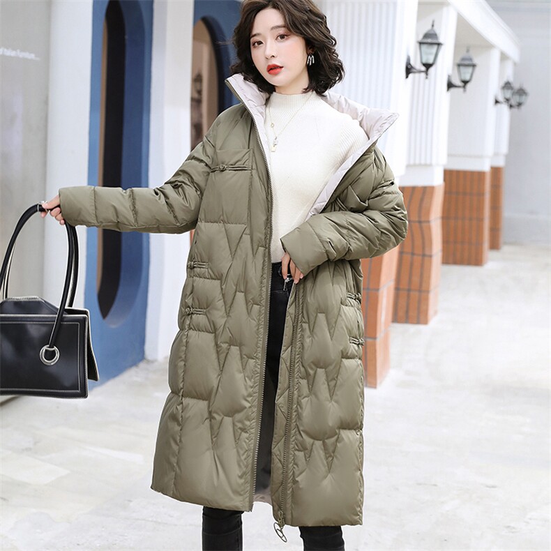 中长款羽绒服女2020年冬季新款韩版宽松白鸭绒时尚外套,女装羽绒服,寒都衣屋