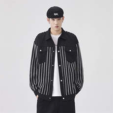 得物品质秋款男夹克衫竖条纹大口袋宽松外套JK0051P75，男装夹克，星座1013-1