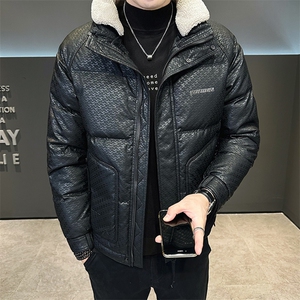6625 P195 2025冬季新款PU皮羽绒服男士外套图片