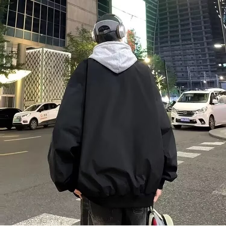 外套男子春秋宽松翻领休闲棉夹克拉链装饰百搭J538,男装夹克,星座1116A-1（原606A）