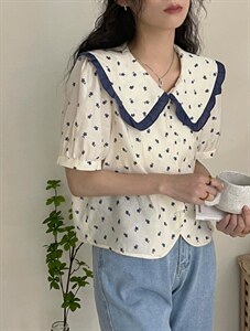 韩系碎花小衫图片