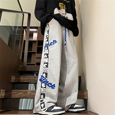 特P40控价78秋冬季长裤新款毛巾绣休闲阔腿裤男美式宽松卫裤K211，男装休闲裤，电商B370