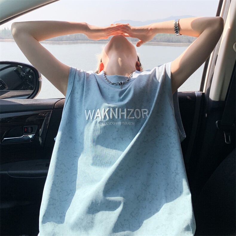 ！2026夏季新款男士重工刺绣汗背心潮牌无袖T恤BX302特P26,男装背心/马甲,电商B220