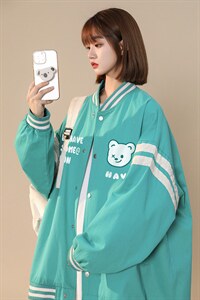 中性 秋季百搭宽松棒球服拼色夹克情侣棒球服外套女G6291 P65控78图片