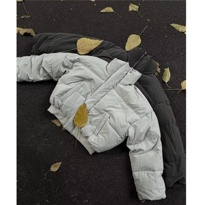 加绒加厚冬款男女立领棉衣手塞棉褶皱面包服棉袄外套MY302 P98图片